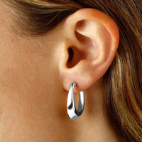 Ina Mar 14K White Gold Medium Visor Hoop Earrings 21/4179W