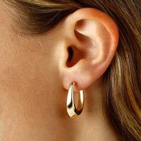 14K Yellow Gold Medium Visor Hoop Earrings 21/4179