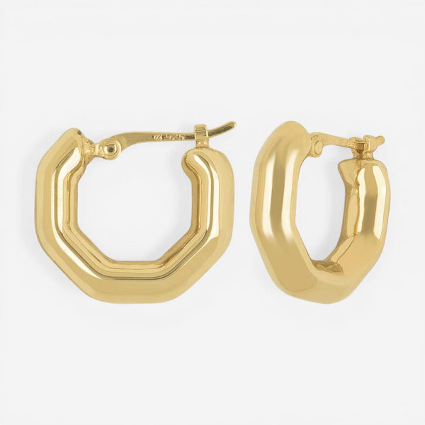 14K Yellow Gold Octagon Hoop Earrings 21/4216 - THE SOLIST