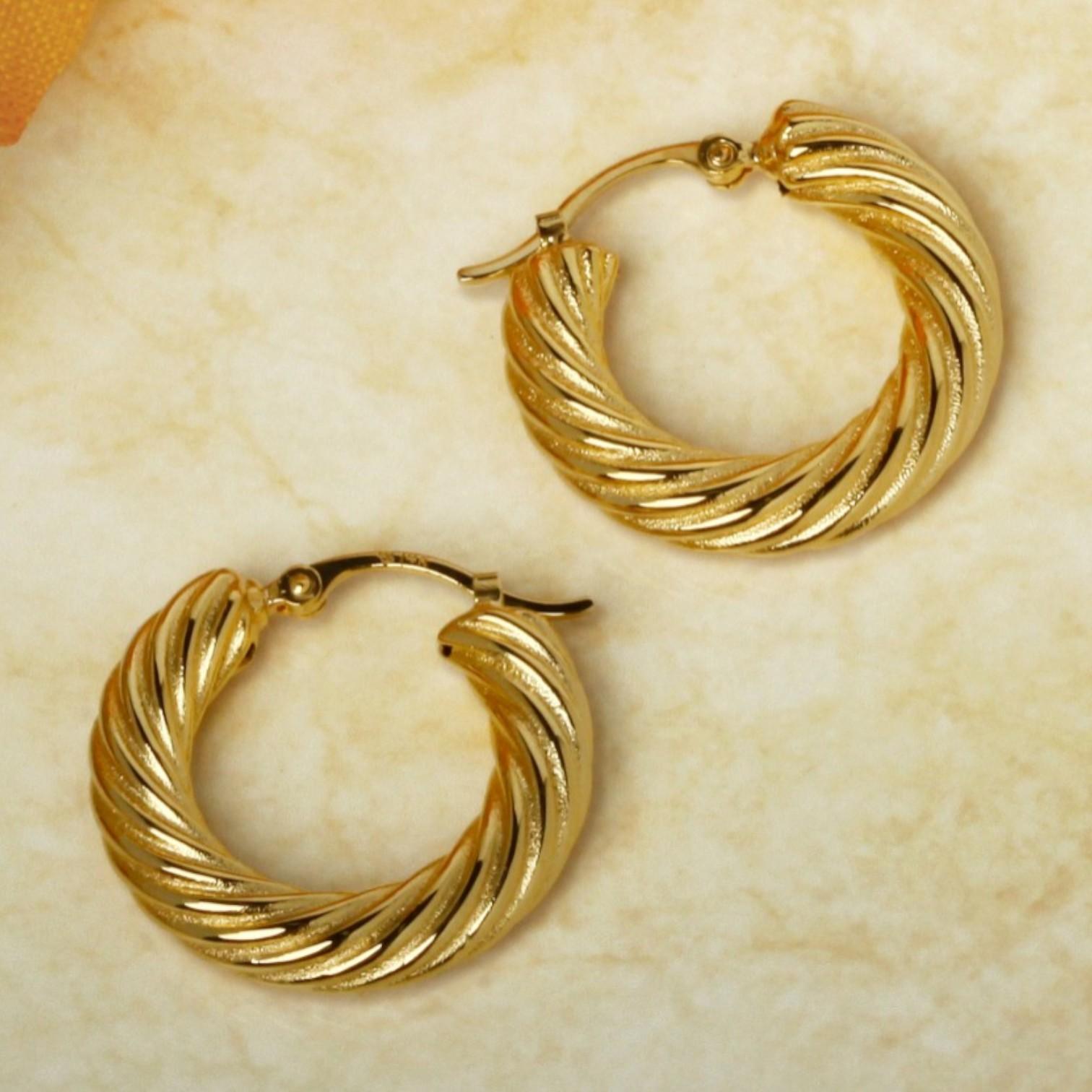 14K Yellow Gold Spiral Twist Hoop Earrings 21/4265 - THE SOLIST