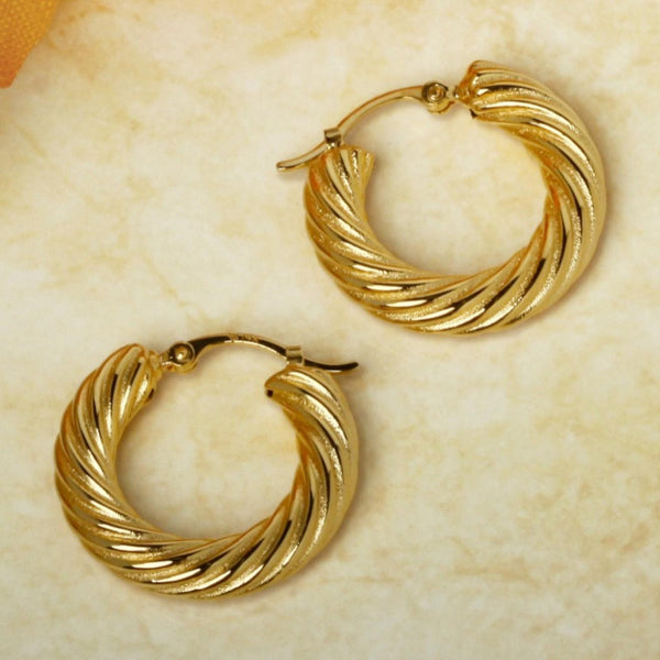 14K Yellow Gold Spiral Twist Hoop Earrings 21/4265 - THE SOLIST