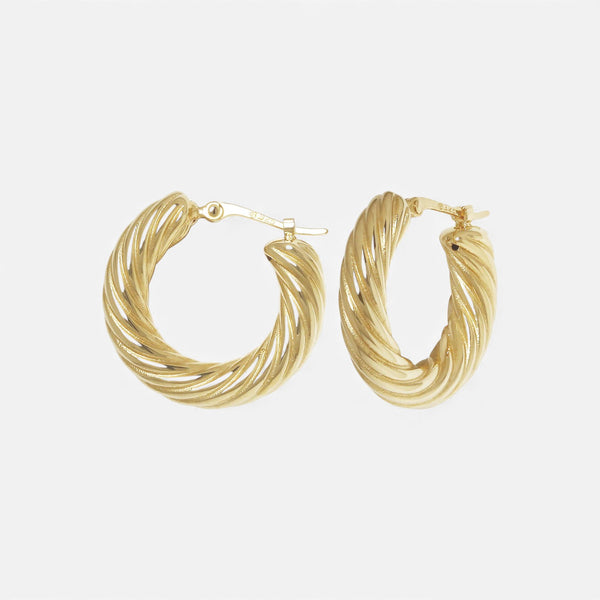 Ina Mar 14K Yellow Gold Spiral Twist Hoop Earrings 21/4265