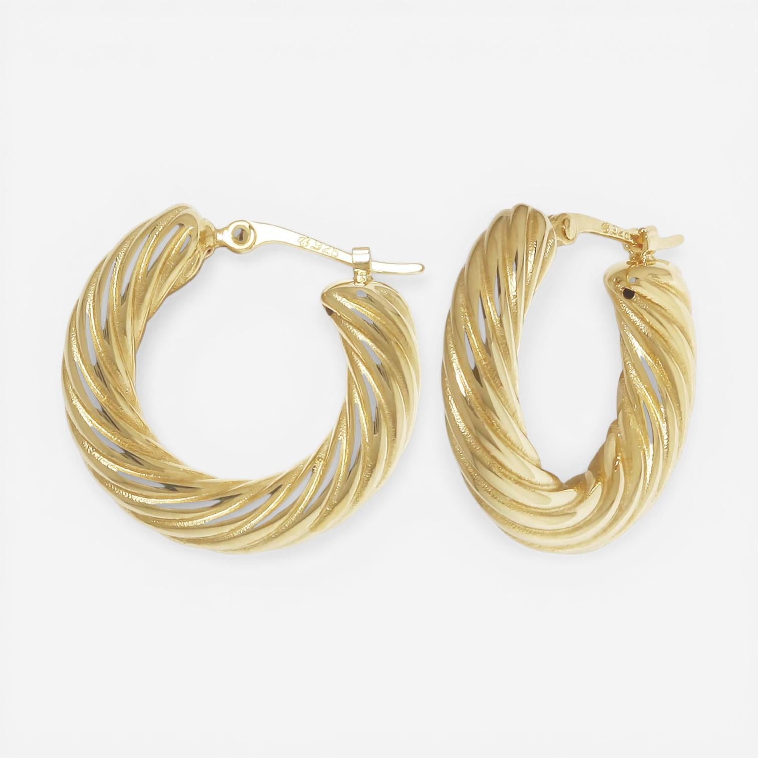 14K Yellow Gold Spiral Twist Hoop Earrings 21/4265 - THE SOLIST
