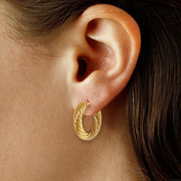 Ina Mar 14K Yellow Gold Spiral Twist Hoop Earrings 21/4265