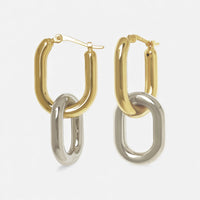 14K Yellow & White Gold Double Oval Interlocking Hoop Earrings 21/4290YW - THE SOLIST