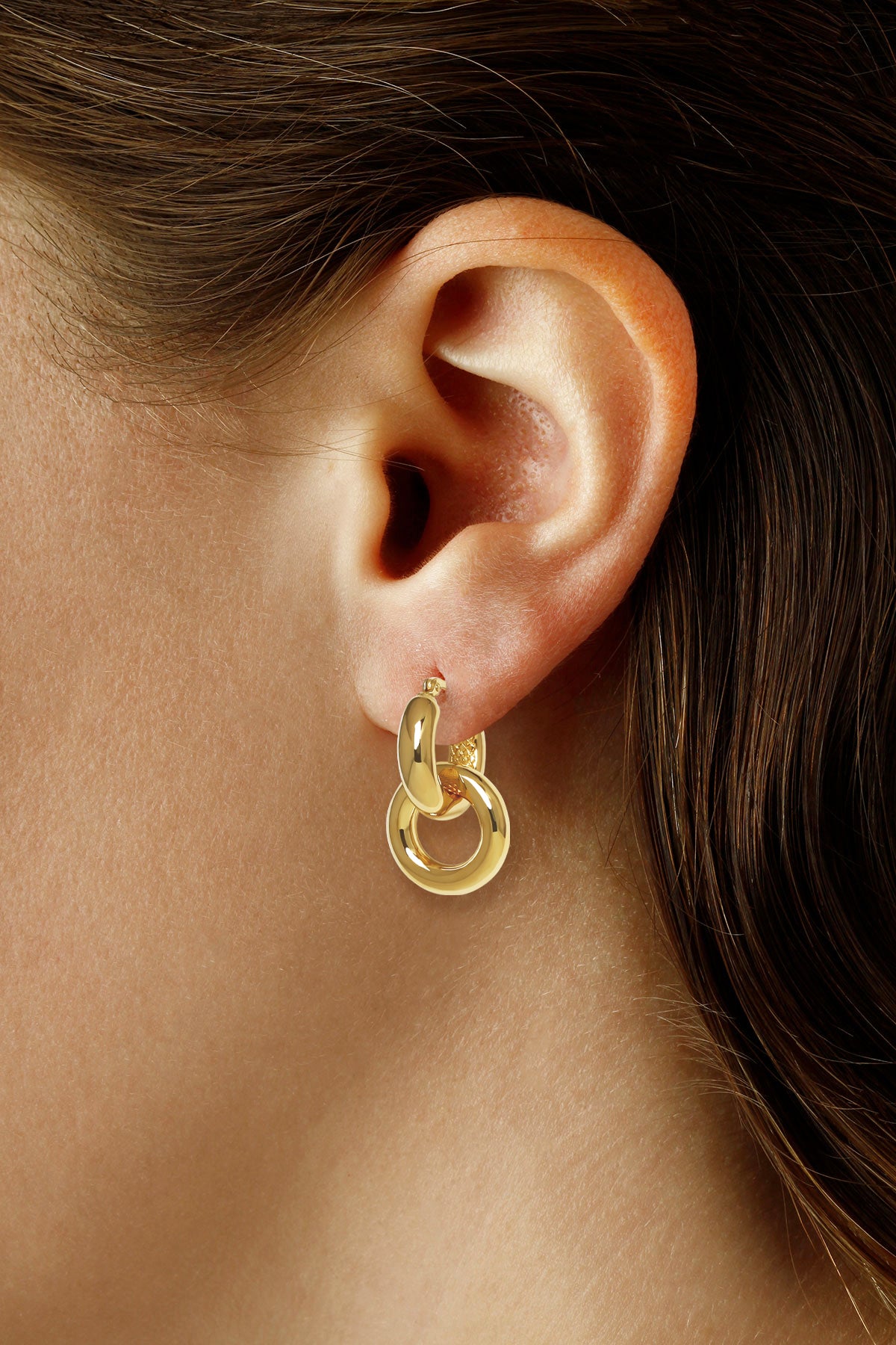 Ina Mar 14K Yellow Gold Donut Drop Hoop Earrings 21/4292