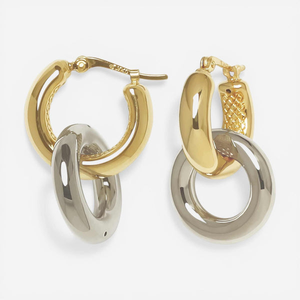 Ina Mar 14K Yellow & White Gold Chubby Donut Drop Hoop Earrings 21/4292YW
