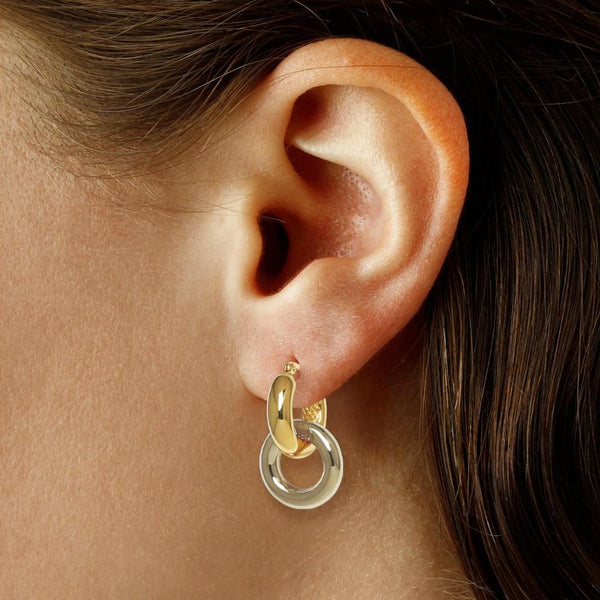 Ina Mar 14K Yellow & White Gold Chubby Donut Drop Hoop Earrings 21/4292YW