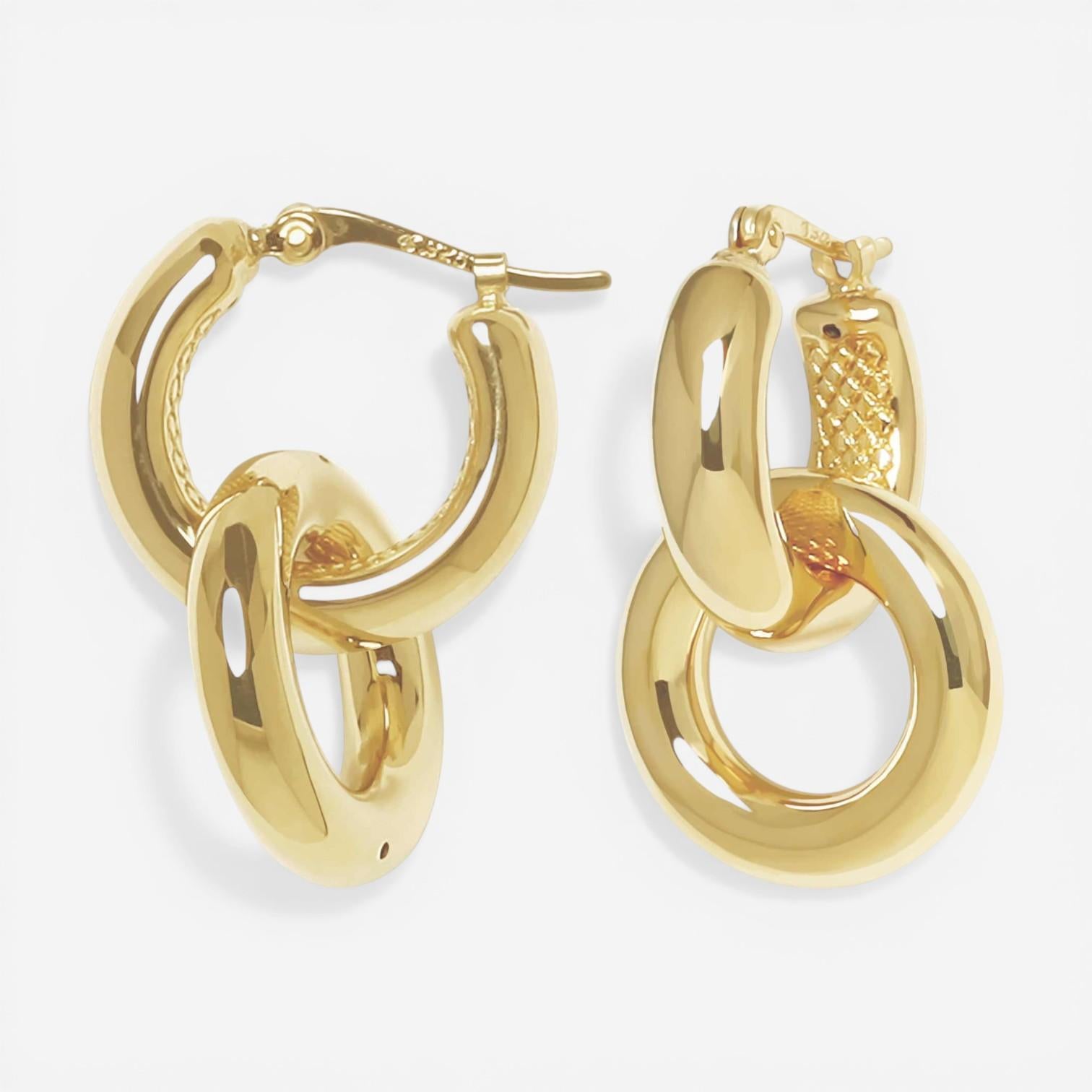 14K Yellow Gold Drop Hoop Earrings 21/4292