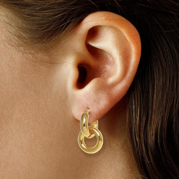 14K Yellow Gold Drop Hoop Earrings 21/4292