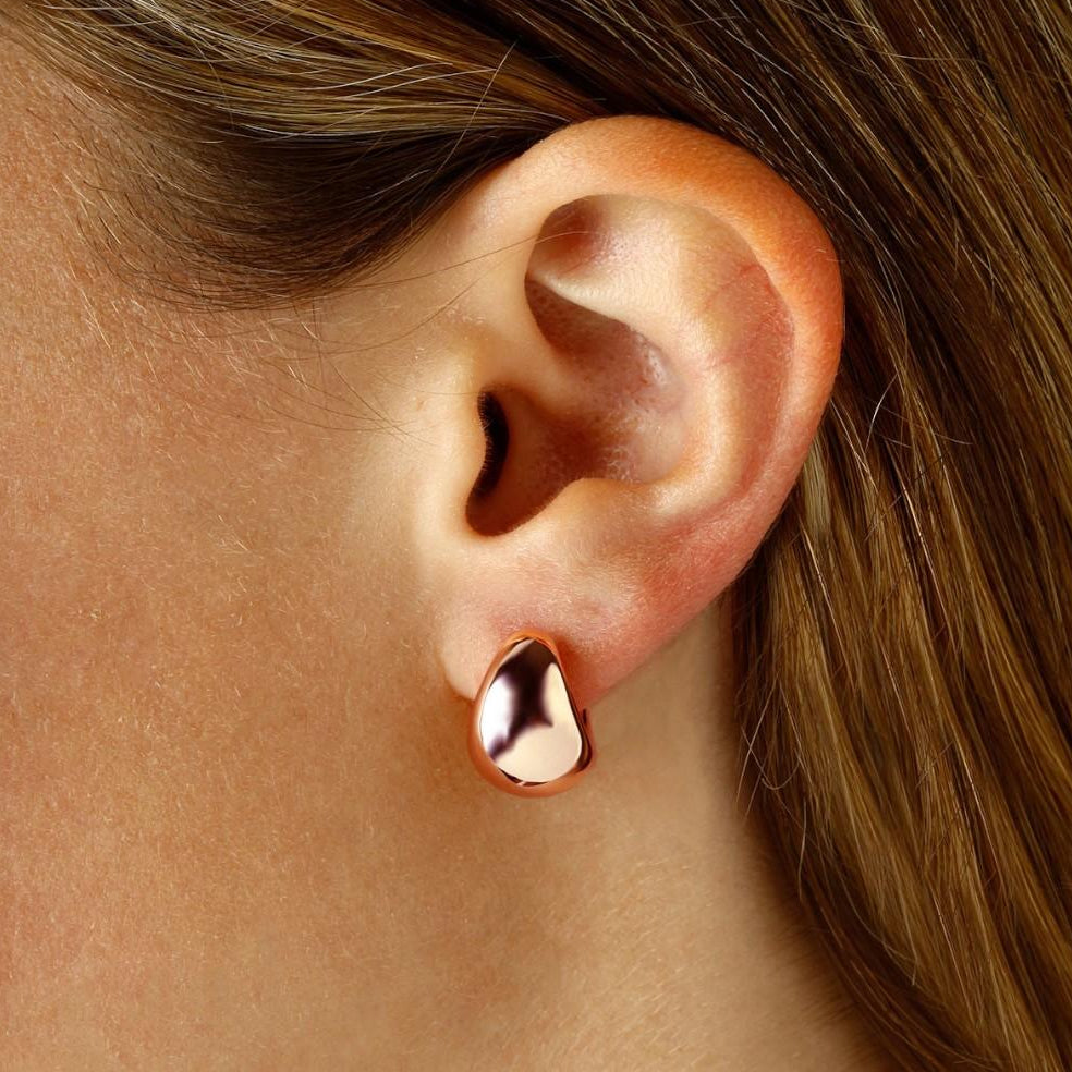 14K Rose Gold Small Puffed Hoop Earrings 21/451R - THE SOLIST