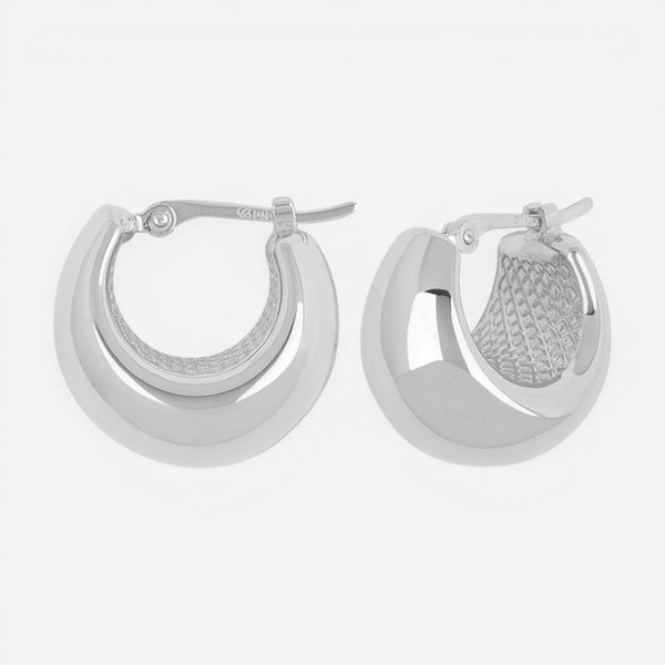 14K White Gold Puffed Hoop Earrings 21/451W - THE SOLIST
