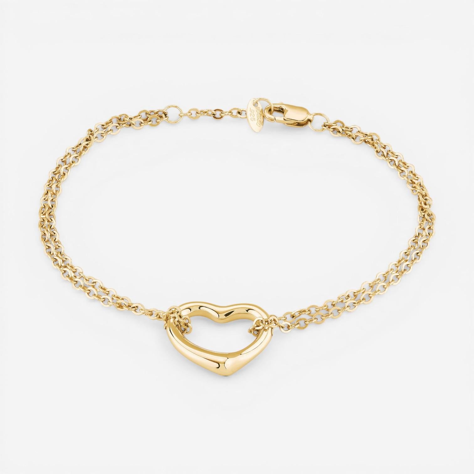 14K Yellow Gold Open Heart Cable Chain Bracelet 21/604C-7.5