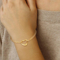 14K Yellow Gold Open Heart Cable Chain Bracelet 21/604C-7.5