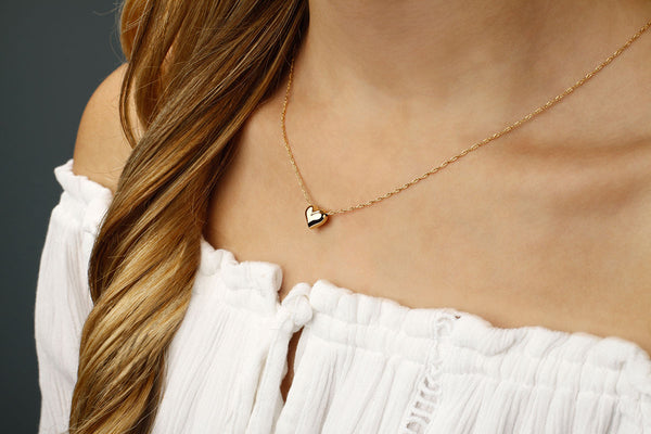 Ina Mar 14K Yellow Gold Puffed Heart Pendant Necklace 21/606