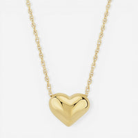 14K Yellow Gold Puffed Heart Pendant Necklace 21/606