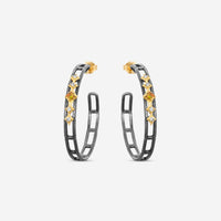Armenta 18K Yellow Gold & Grey Sterling Silver Ethiopian Opal & Spinel Hoop Earrings 21064