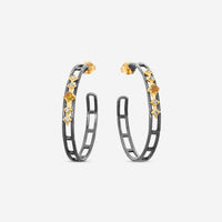 Armenta 18K Yellow Gold & Grey Sterling Silver Ethiopian Opal & Spinel Hoop Earrings 21064