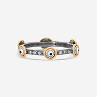 Armenta 14K Rose Gold Evil & Eye Enamel Champagne Diamond Stack Band Ring Sz. 6.5 21214