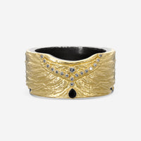 Armenta Romero 18K Yellow Gold & Grey Sterling Silver Diamond & Black Sapphire Ring Sz. 12.5 21318