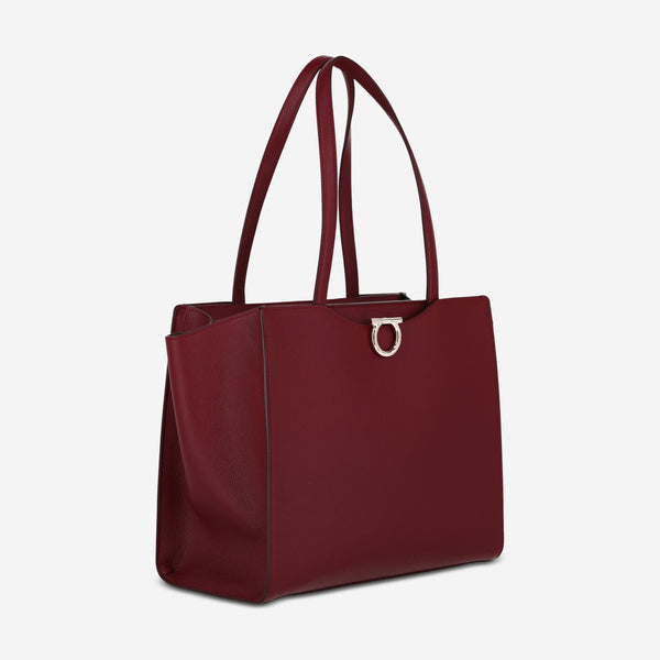 Ferragamo Gemini Carmine Leather Women's Shoulder Bag 213935-760962