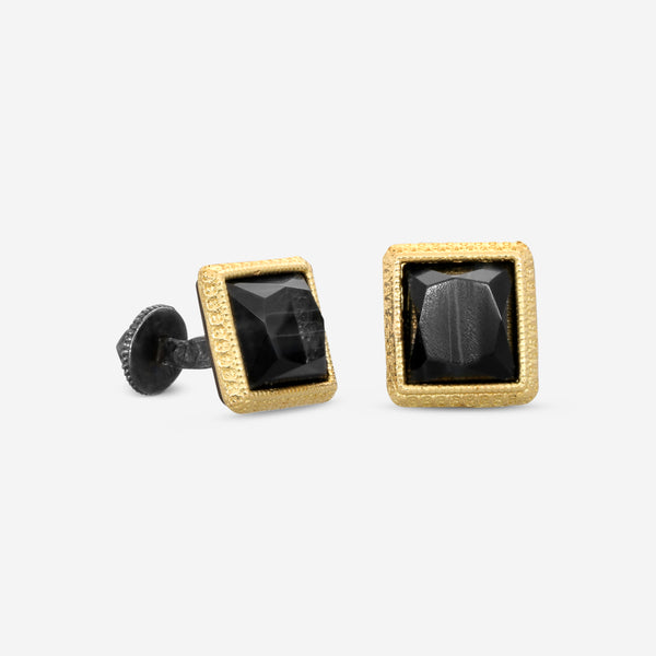Armenta Romero 18K Yellow Gold & Grey Sterling Silver Blue Tiger Eye Cufflinks 21395
