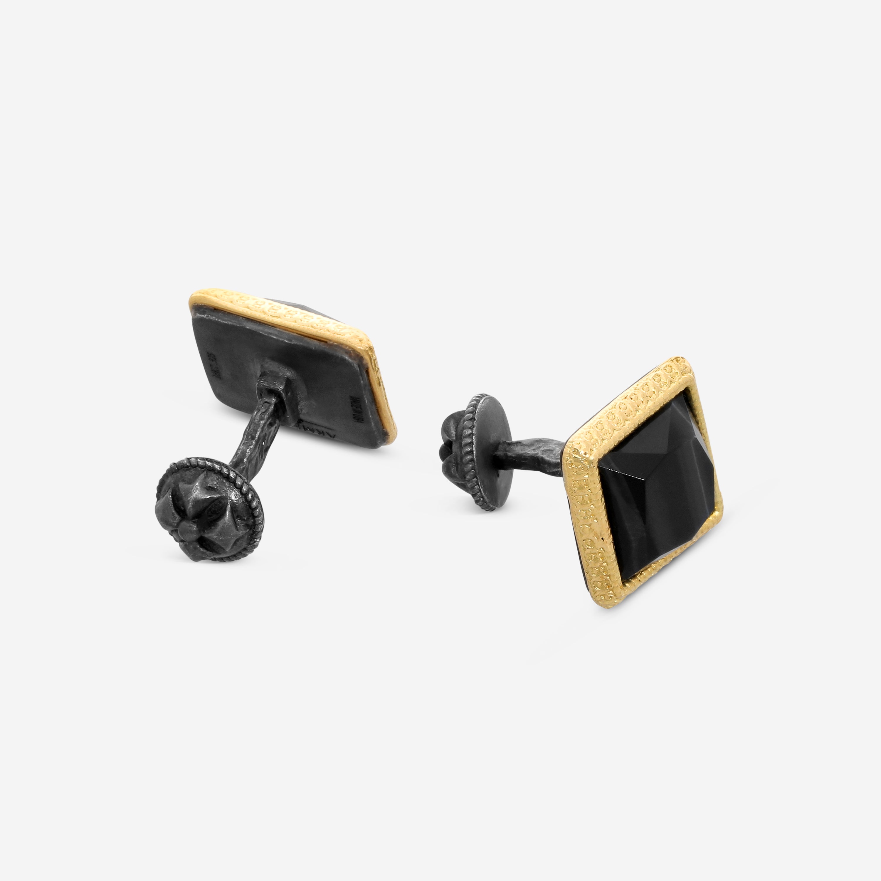 Armenta Romero 18K Yellow Gold & Grey Sterling Silver Blue Tiger Eye Cufflinks 21395