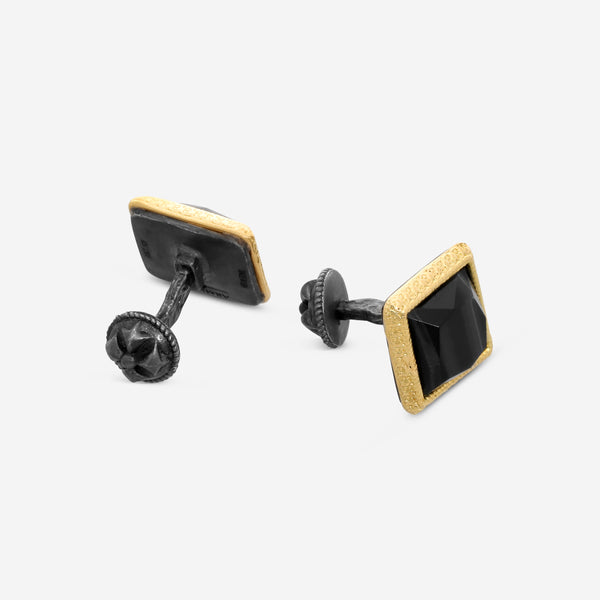Armenta Romero 18K Yellow Gold & Grey Sterling Silver Blue Tiger Eye Cufflinks 21395