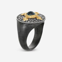 Armenta 18K Yellow Gold & Grey Sterling Silver Multi-Stone Ring Sz. 6.5 21483