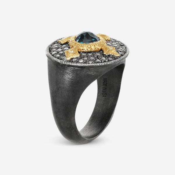 Armenta 18K Yellow Gold & Grey Sterling Silver Multi-Stone Ring Sz. 6.5 21483