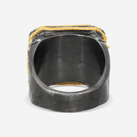 Armenta 18K Yellow Gold & Grey Sterling Silver Wide Band Ring Sz. 8 21500