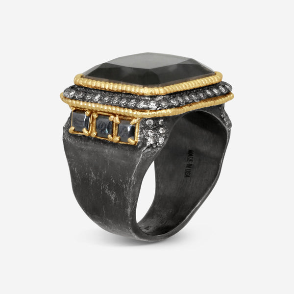 Armenta 18K Yellow Gold & Grey Sterling Silver Wide Band Ring Sz. 8 21500