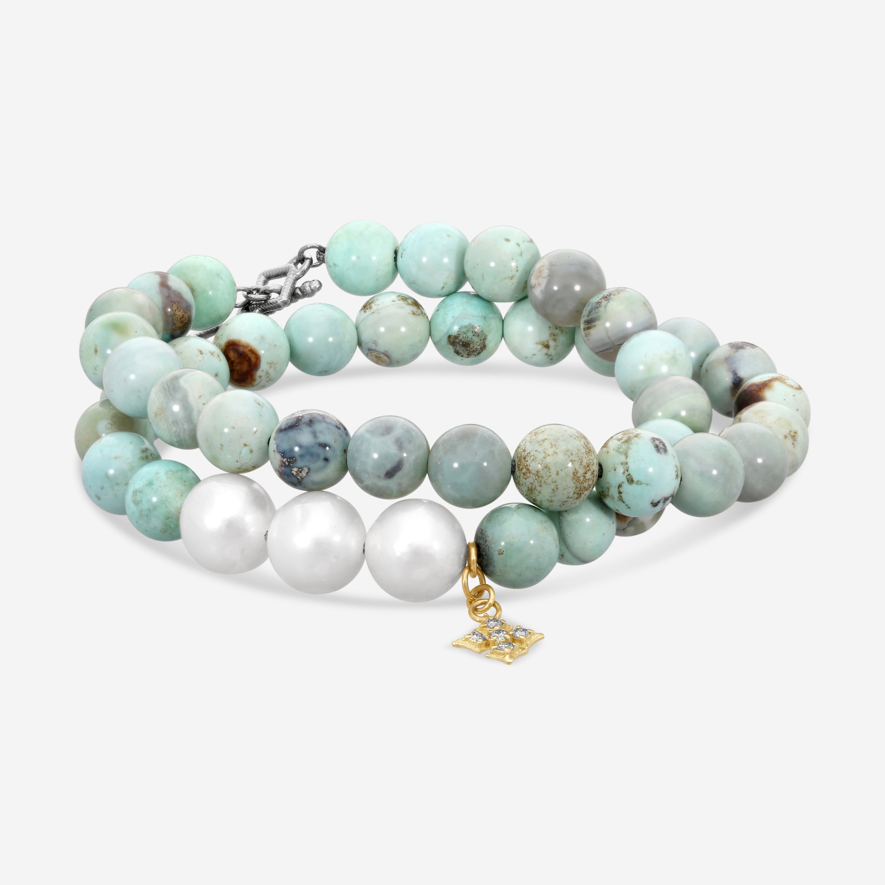 Armenta 18K Yellow Gold & Blackened Sterling Silver Champagne Diamond Beaded Bracelet 21651