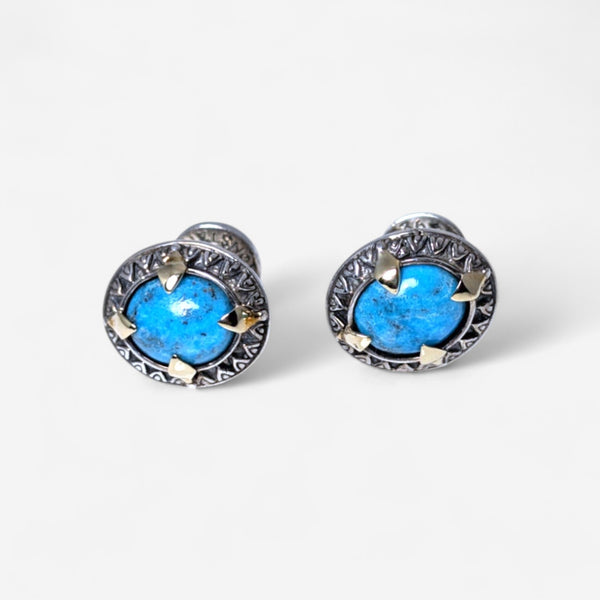 Boutons De Manchette Konstantino - Argent Et Or 18 Carats Avec Turquoise - Neufs Avec étiquettes - Édition Limitée