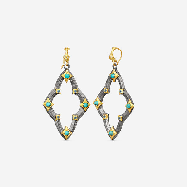 Armenta 18K Yellow Gold & Grey Sterling Silver Multi-Stone Hoop Earrings 21755