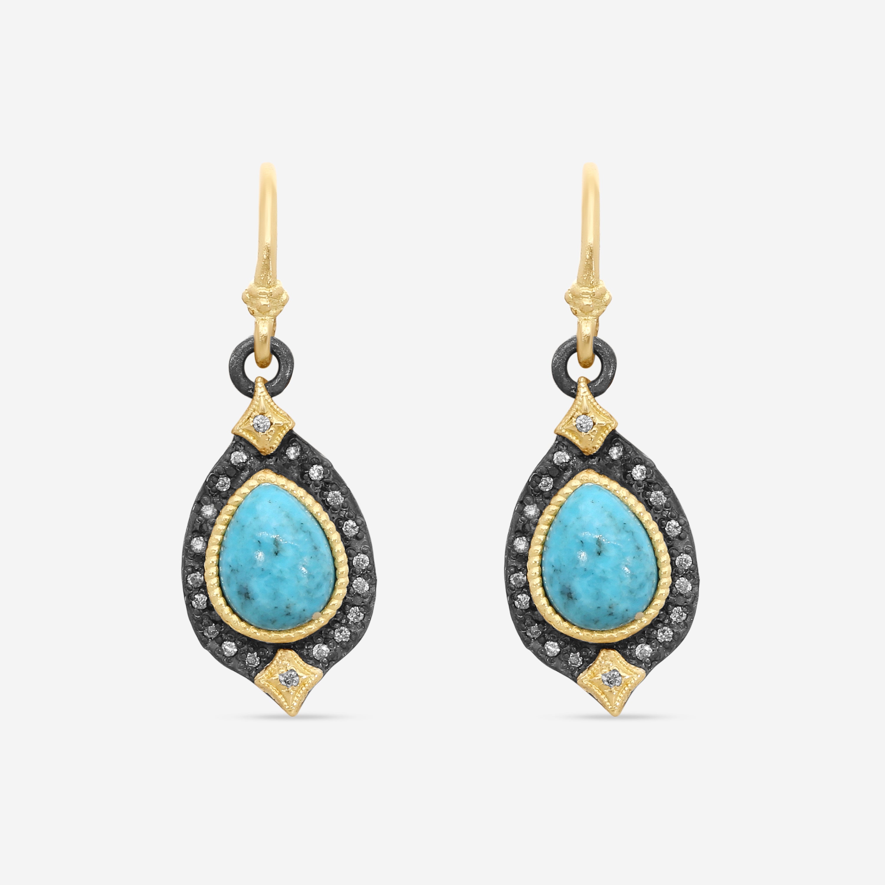 Armenta 18K Yellow Gold & Grey Sterling Silver Diamond & Turquoise Drop Earrings 21757
