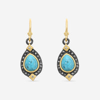 Armenta 18K Yellow Gold & Grey Sterling Silver Diamond & Turquoise Drop Earrings 21757