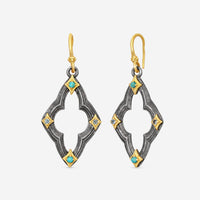 Armenta Sterling Silver & 18K Yellow Gold, Turquoise, Blue Topaz Drop Earrings 2