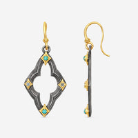 Armenta Sterling Silver & 18K Yellow Gold, Turquoise, Blue Topaz Drop Earrings 2