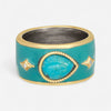 Armenta 14K Rose Gold, Grey Sterling Silver & Pear Turquoise Enamel & Champagne Diamond Stack Band Ring Sz. 7 21763 - THE SOLIST