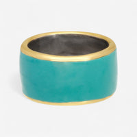 Armenta 14K Rose Gold, Grey Sterling Silver & Pear Turquoise Enamel & Champagne Diamond Stack Band Ring Sz. 7 21763 - THE SOLIST