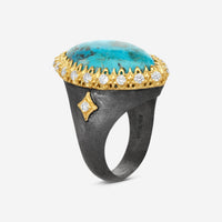 Armenta 18K Yellow Gold & Grey Sterling Silver Turquoise Ring Sz. 8 21786
