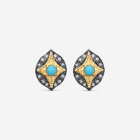 Armenta 18K Yellow Gold & Grey Sterling Silver Diamond & Turquoise Stud Earrings 21790