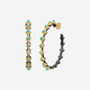 Armenta 18K Yellow & Grey Sterling Silver Turquoise Crivelli Hoop Earrings 21812
