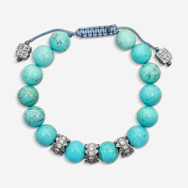 Armenta Grey Sterling Silver Diamond & Blue Magnesite Beaded Bracelet 21849