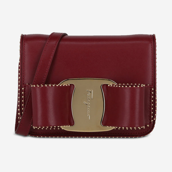 Ferragamo Vara Bow Carmine Leather Women's Crossbody Bag 21O002-753231