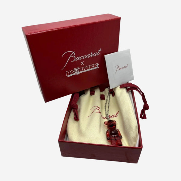 Baccarat Bearbrick Sterling Silver & Red Crystal Pendant Necklace 2814118