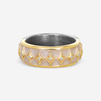 Armenta 14K Rose Gold Grey Sterling Silver Diamond Stack Band Ring Sz. 7 22212