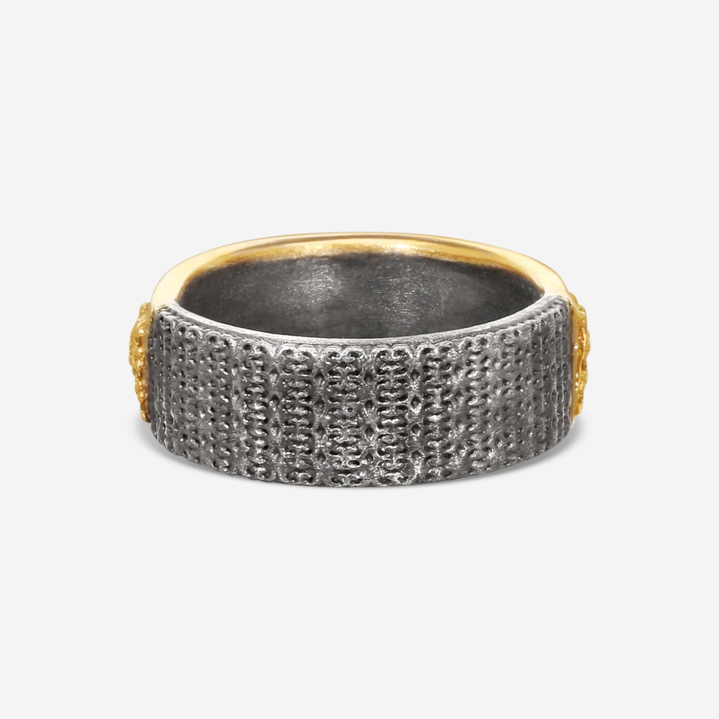 Armenta 14K Rose Gold Grey Sterling Silver Diamond Stack Band Ring Sz. 7 22212