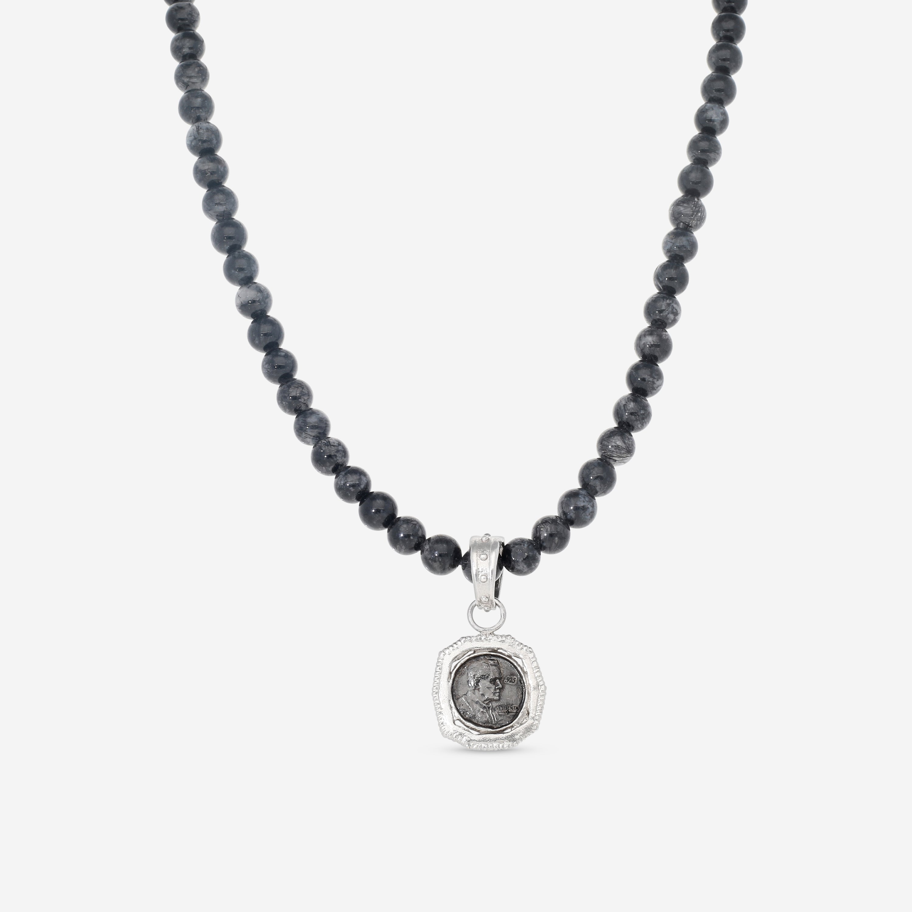 Armenta Sterling Silver Black Sapphire Pendant Necklace 22249